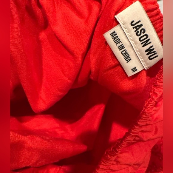 Jason Wu Open Back Tie Back Eyelet Maxi Dress $335 In Red - Picture 4 of 5